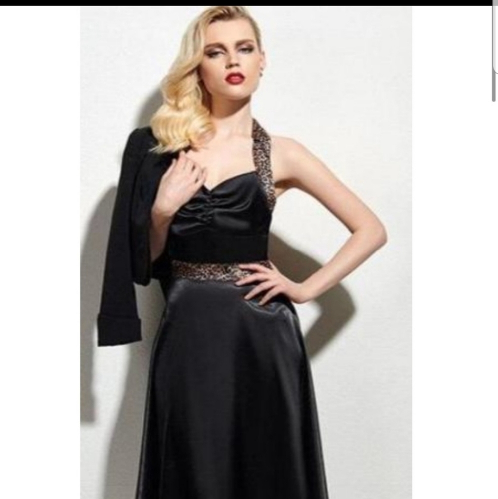 🆕️ *FINAL* SEXY KITTEN! Blk/Leopard Halter Dress - Picture 2 of 8